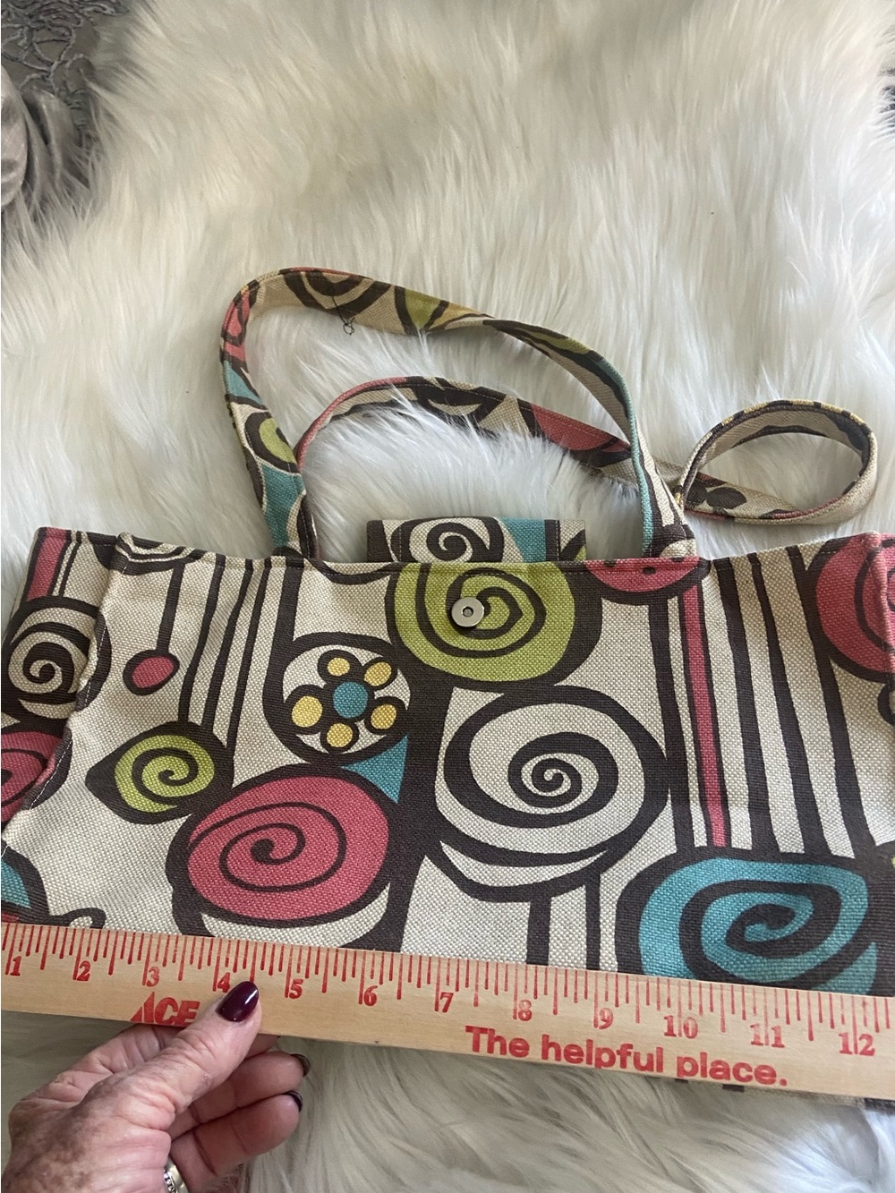 Handmade by “The Purse Lady” Canvas Patterned Tote Bag in Multi-Colors - Picture 6 of 9